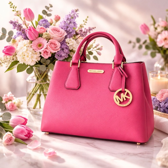 Michael Kors Camille Tulip Pink Medium Leather Handbag NWT - Picture 16 of 16